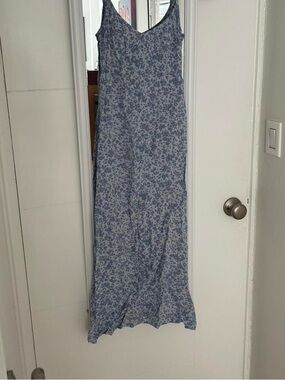 Delicate Blue Floral Maxi Slip Skirt